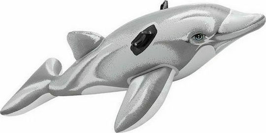 Intex Dolphin Ride On Pentru Copii Saltea Gonflabilă Ride On De Plajă Cu Mânere Gri 175x66cm