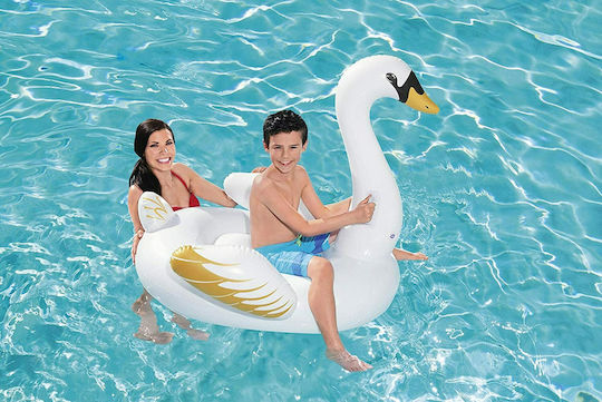 Bestway Παιδικό Φουσκωτό Ride On Θαλάσσης Κύκνος με Χειρολαβές Λευκό 122x122cm