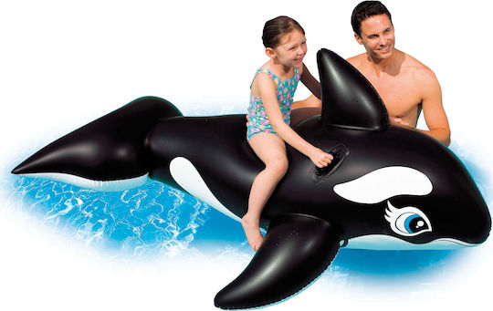 Intex Whale Детски Надуваем Езда На За Плаж С Дръжки Черен 193x119см