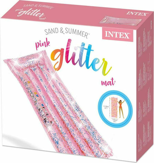 Intex Glitter Mat Φουσκωτό Στρώμα Θαλάσσης Ροζ με Glitter 170x53cm