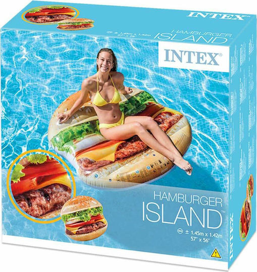 Intex Hamburger Island Inflatable Sea Mattress with Handles 145x142cm