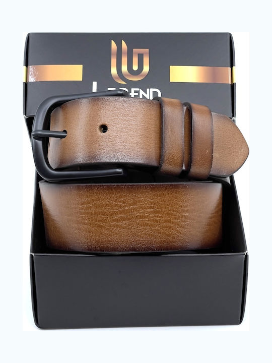 -A Wide Men's Belt Leather Dark Cognac