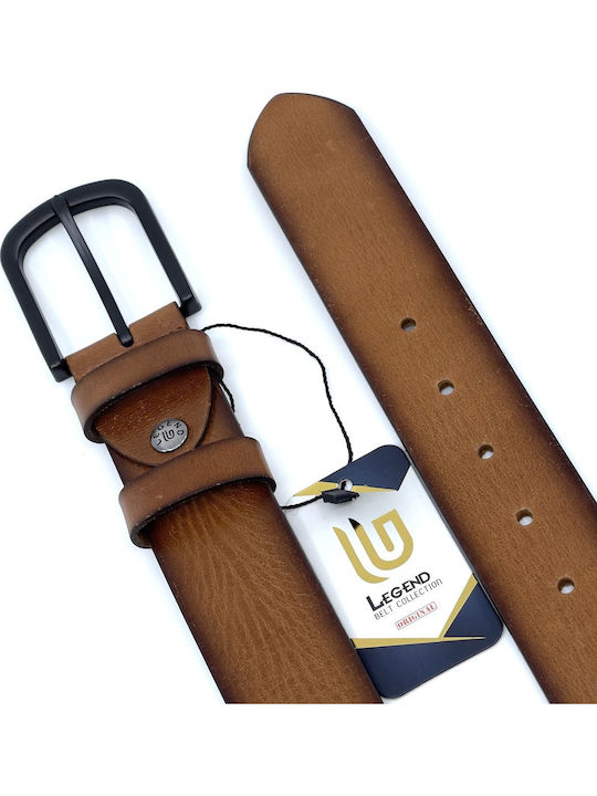 -A Wide Men's Belt Leather Dark Cognac