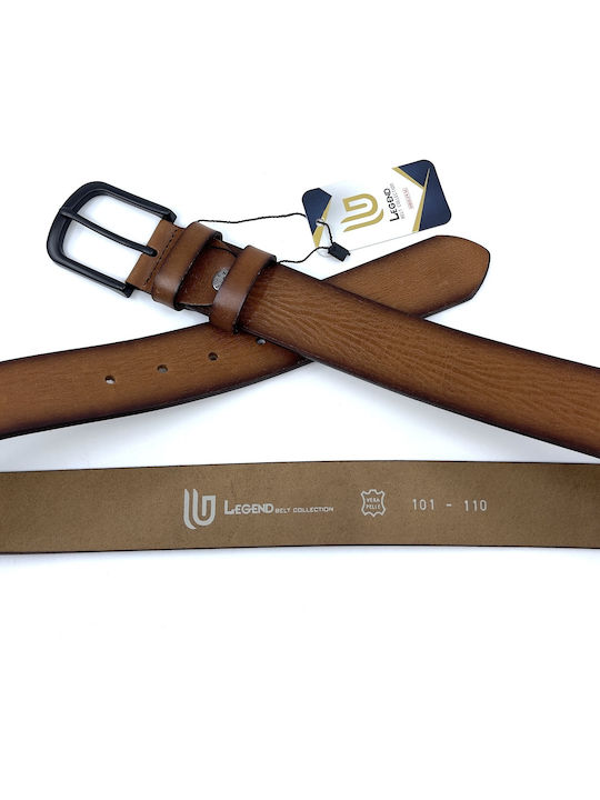 -A Wide Men's Belt Leather Dark Cognac