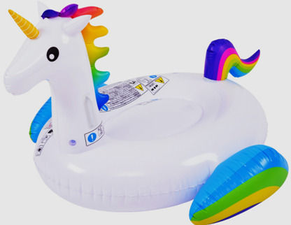Jilong 132cm Παιδικό Φουσκωτό Ride On Θαλάσσης Unicorn με Χειρολαβές Λευκό 132x110cm