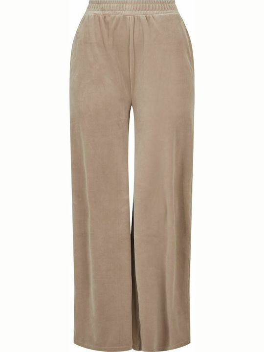 Sweatpants Wide Velvet Beige