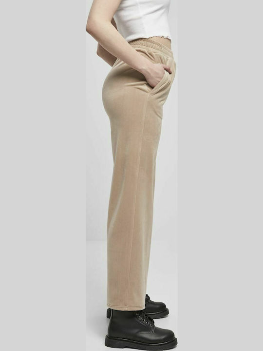 Sweatpants Wide Velvet Beige