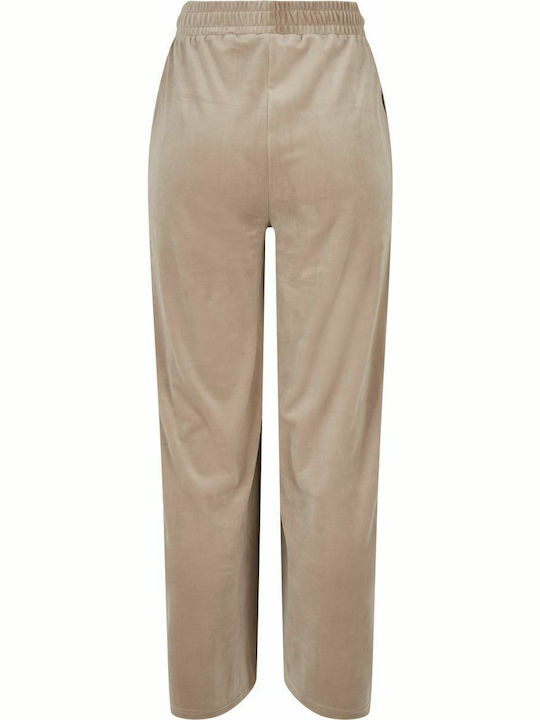 Sweatpants Wide Velvet Beige