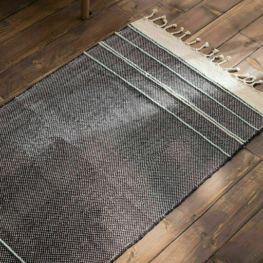 Gofis Home Aladdin Teppich Rechteckig Synthetisch,Polyester/Cotton/Leather mit Fransen Black/Silver 704/14