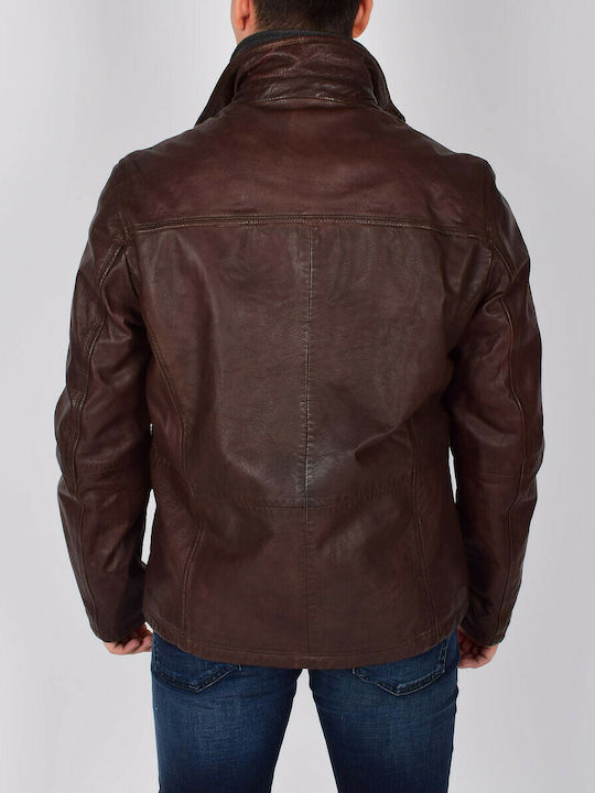 Guy Laroche 832 Men's Winter Leather Jacket Brown