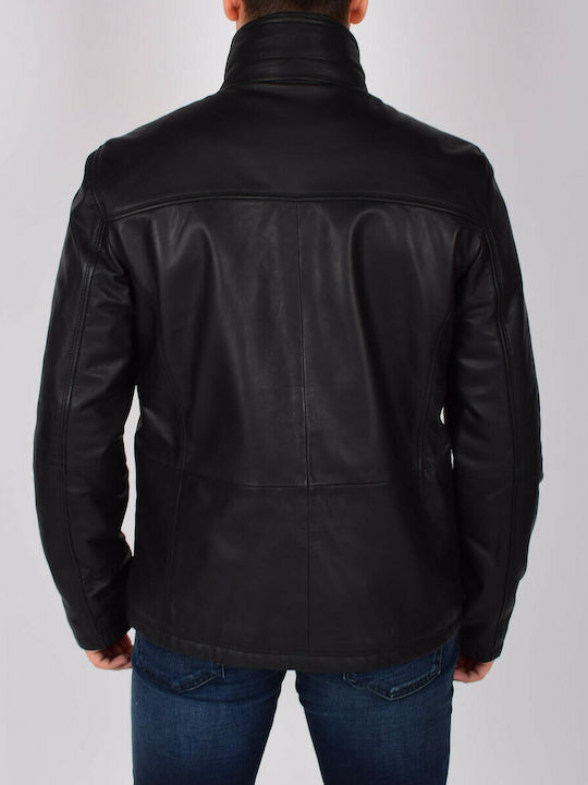 Guy Laroche 833 Men's Winter Leather Jacket Black