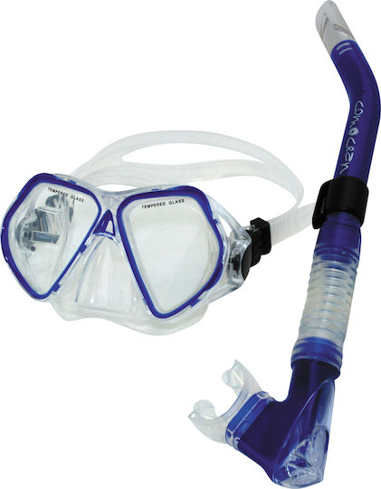 Scuba Force Βατραχοπέδιλα Κολύμβησης Exlporer με Μάσκα & Αναπνευστήρα Μπλε