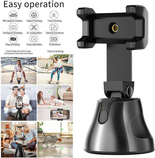 Following Face 360 Mobile Phone Stand with Face Detection in Black Colour