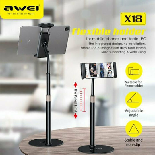 Awei X18 Mobile Phone Stand with Extension Arm in Black Colour