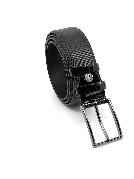 L-2030-L Men's Belt Leather Black L-2030-L PATENT LEATHER BLACK