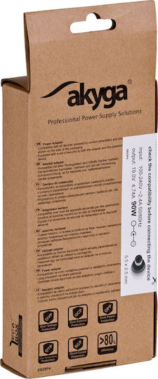 Akyga Φορτιστής Laptop 90W 19.0V 4.74A για Lenovo / Asus / Toshiba χωρίς Καλώδιο Τροφοδοσίας