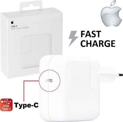 Apple USB-C Φορτιστής Laptop 30W για Apple χωρίς Καλώδιο Τροφοδοσίας