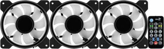 Aerocool Mirage 12 Pro Case Fan 120mm 1300rpm 45.7cfm with ARGB Lighting and 6-Pin Connection 3pcs