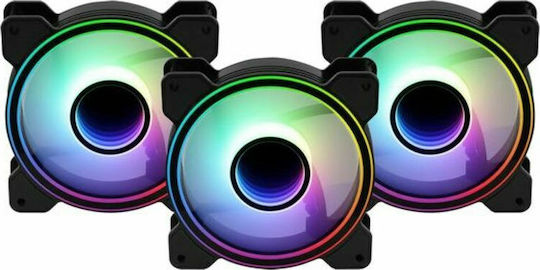 Aerocool Mirage 12 Pro Case Fan 120mm 1300rpm 45.7cfm with ARGB Lighting and 6-Pin Connection 3pcs