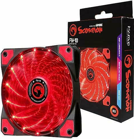 Marvo FN10 Case Fan 120mm (1200rpm / 53.2cfm) με Κόκκινο Φωτισμό και Σύνδεση 3-Pin / 4-Pin Molex Κόκκινο