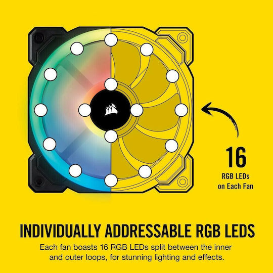 Corsair LL120 RGB Dual Light Loop Case Fan (1500rpm / 43.25cfm) με Σύνδεση 4-Pin PWM