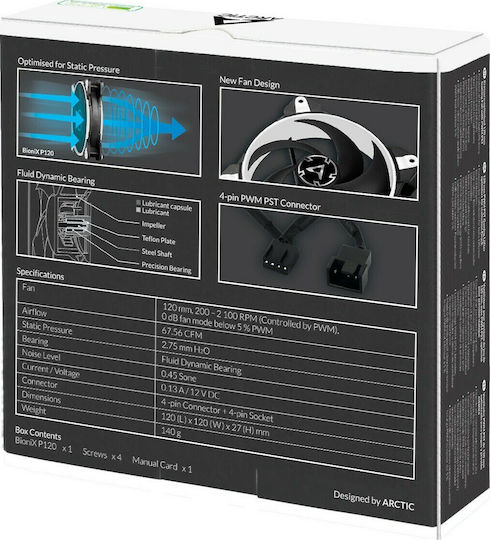 Arctic Bionix P120 Case Fan (2100rpm / 67.56cfm) Without LED Lighting And Connection 4-Pin Molex / 4-Pin PWM