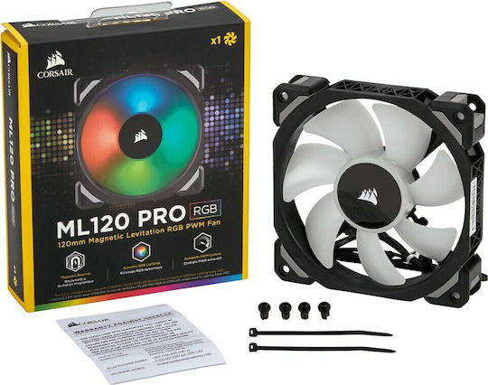 Corsair ML120 PRO RGB Gehäuselüfter mit Verbindung 4-Pin PWM 1Stück Schwarz