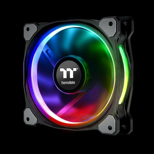 Thermaltake Riing Plus 14 RGB Radiator Fan TT Premium Gehäuselüfter 140mm mit Verbindung 4-Pin PWM 5Stück Schwarz