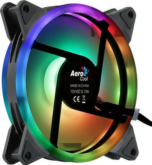 Aerocool PGS Duo 14 Case Fan 140mm 1000rpm 49.5cfm with ARGB Lighting and 6-Pin Connection