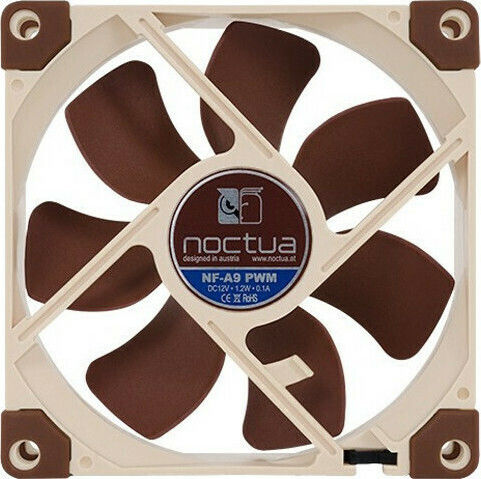 Noctua NF-A9 Gehäuselüfter 92mm (2000rpm / 46,44cfm) Ohne LEDs Beleuchtung und Verbindung 4-Pin PWM Braune