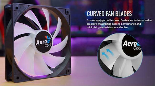 Aerocool Frost 12 FRGB Корпусен вентилатор 120мм с връзка 4-изводна ШИМ 1бр Черен