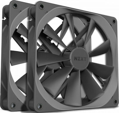 NZXT Aer F140 Gehäuselüfter mit Verbindung 4-Pin PWM 2Stück Schwarz
