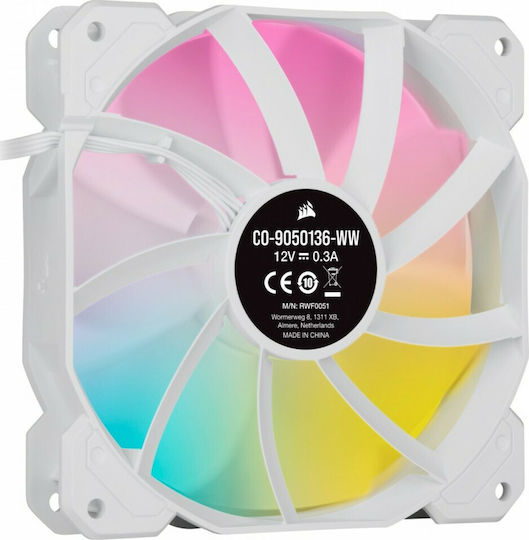 Corsair iCUE SP120 RGB Elite Performance Gehäuselüfter mit Verbindung 4-Pin PWM 1Stück Weiß