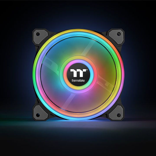 Thermaltake Quad 12 Radiator Case Fan TT Premium 120mm (1500rpm / 40.9cfm) with RGB Lighting and 4-Pin Molex Connection Pack of 3