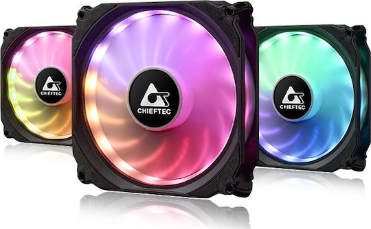 Chieftec CF-3012 Case Fan 120mm (1200rpm / 53cfm) με RGB Φωτισμό και Σύνδεση 6-Pin 3τμχ