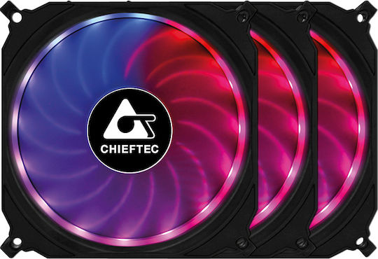 Chieftec CF-3012 Case Fan 120mm (1200rpm / 53cfm) με RGB Φωτισμό και Σύνδεση 6-Pin 3τμχ