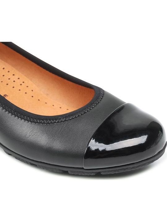 Lederne Damen Ballerinas in Schwarz Farbe