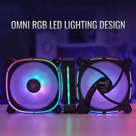 Aerocool Astro 12F Case Fan 120mm 1000rpm 42.1cfm with ARGB Lighting and 6-Pin Connection
