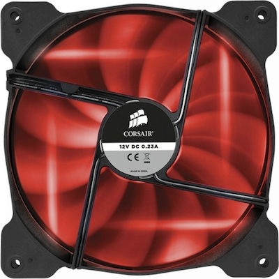 Corsair AF140 LED Quiet Edition High Airflow Корпусен вентилатор с Червено осветление и връзка 3-Pin 1бр Черен