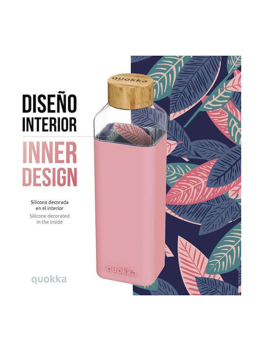 Quokka Storm Flasche Wasser Glas mit Schraubverschluss Pink 700ml