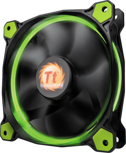 Thermaltake Riing 14 LED Green Case Fan 140mm (1400rpm / 51.15cfm) with Green Lighting and 3-Pin Connection