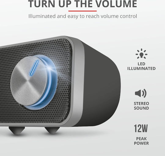 Trust Arys Soundbar Ηχεία Υπολογιστή 2.0 με Ισχύ 6W σε Μαύρο Χρώμα