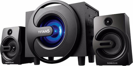 Sonic Gear Titan 5 BTMI Ασύρματα Ηχεία Υπολογιστή 2.1 με Bluetooth και Ισχύ 20W σε Μαύρο Χρώμα