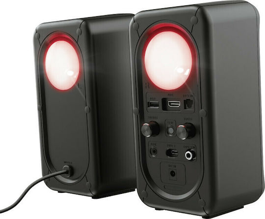 Trust GXT 635 Rumax Multiplatform RGB Ασύρματα Ηχεία Υπολογιστή 2.1 με RGB Φωτισμό και Bluetooth Ισχύος 80W Μαύρα