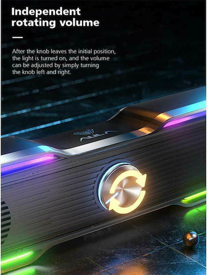 Aula AUL-N-169B Ηχεία Υπολογιστή 2.0 με RGB Φωτισμό και Ισχύ 3W Μαύρα