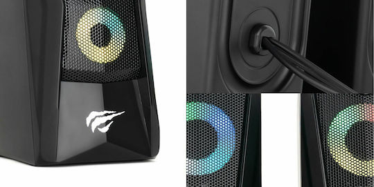 Havit SK700 Ηχεία Υπολογιστή 2.0 με RGB Φωτισμό και Ισχύ 3W Μαύρα