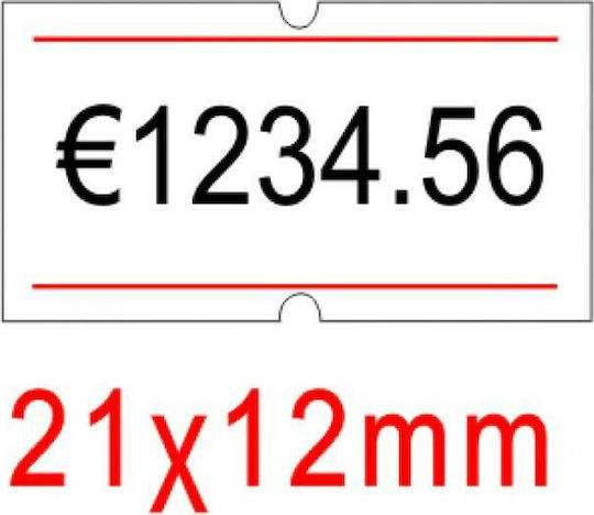 900 Αυτοκόλλητες Ετικέτες σε Ρολό για Ετικετογράφο με Κόκκινη Ρίγα 21x12mm