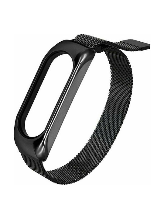 Milanese Stainless Steel Λουράκι Μεταλλικό Μαύρο (Mi Band 3/Mi Smart Band 4)