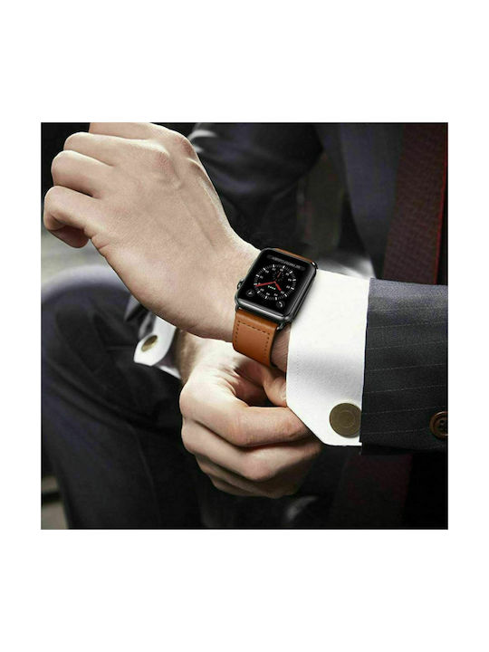 Tech-Protect LeatherFit Armband Leder mit Pin Braun (Apple Watch 44/45/46mm/Ultra 49mm)