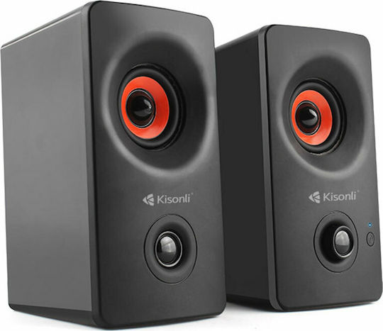 Kisonli AC-9002BT 2.0 Speakers with Bluetooth 5W Black